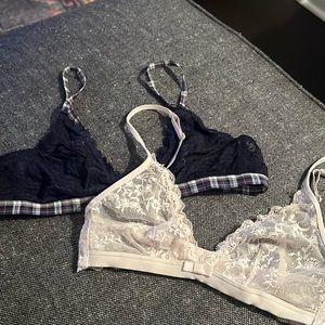 Set of 2-  unlined lace bralettes